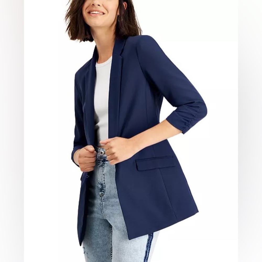 Navy Double Breasted H&M Professional Blazer with Lapel